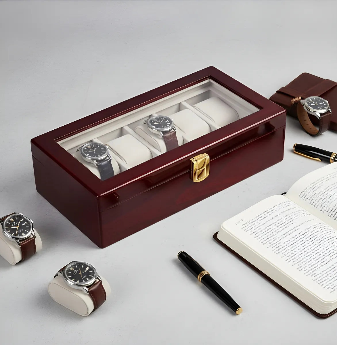 Porta Relojes de 5 Puestos en Madera