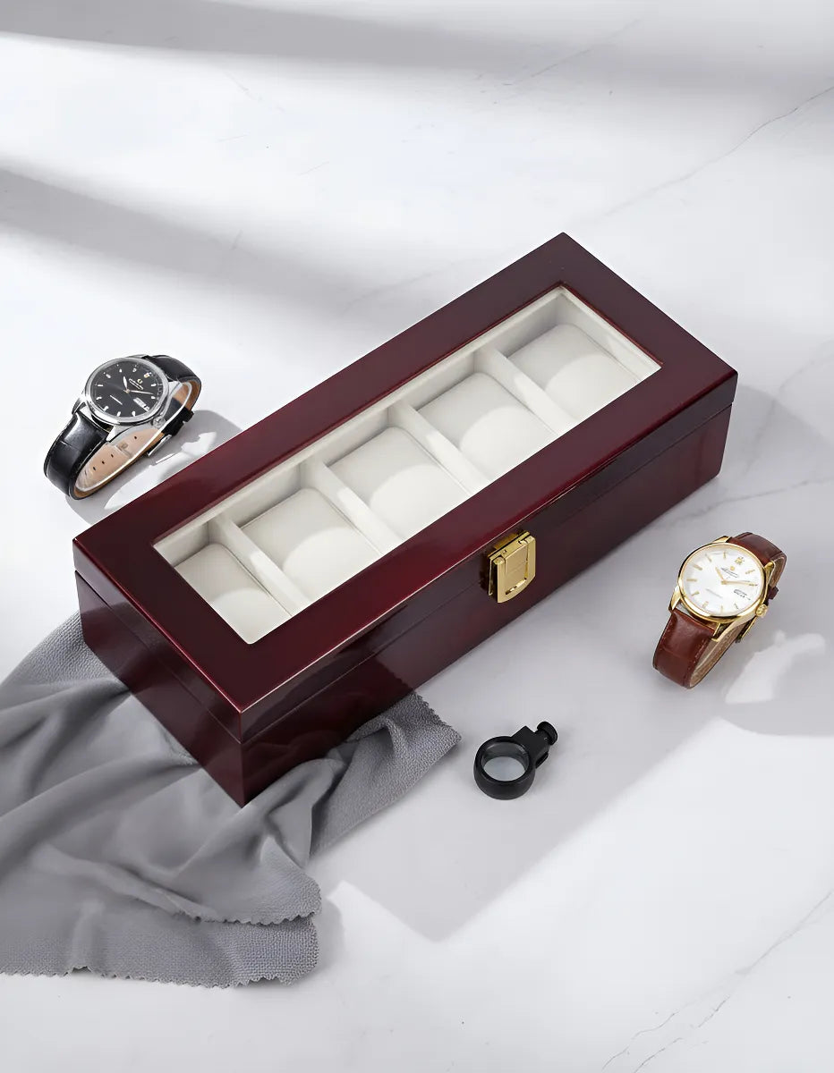 Porta Relojes de 5 Puestos en Madera