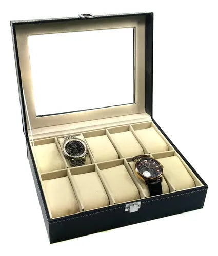 Porta Relojes de 10 Puestos en Cuero