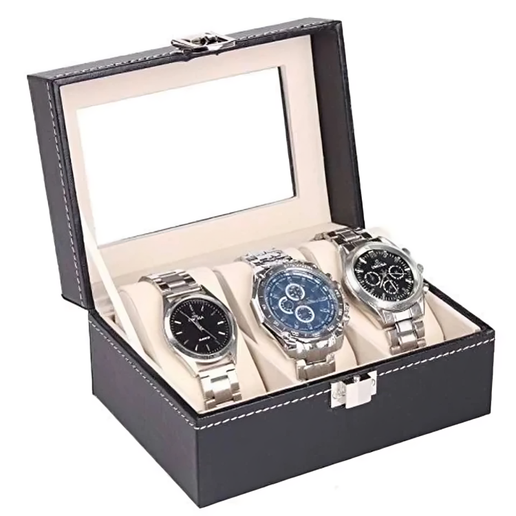Porta Relojes de 3 Puestos en cuero
